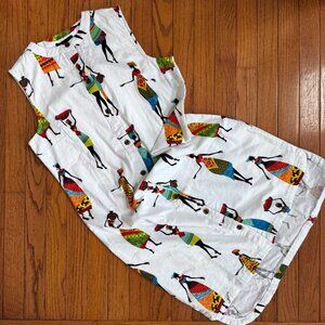 Ashro Afrocentric White Cotton Sheath Dress - Size 8